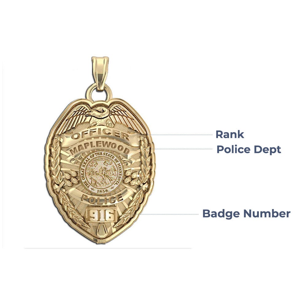 Personalized Minnesota Police Badge with Your Name, Rank, Number & Department