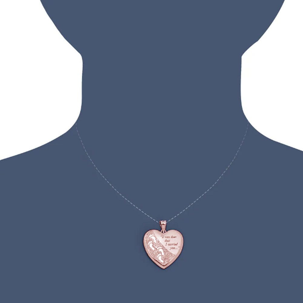 'Always in my Heart - Footprints' Cremation & Hair Photo Locket