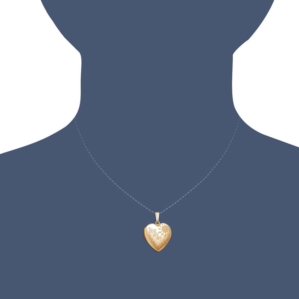 Yellow Gold You Are My Sunshine Heart Photo Locket