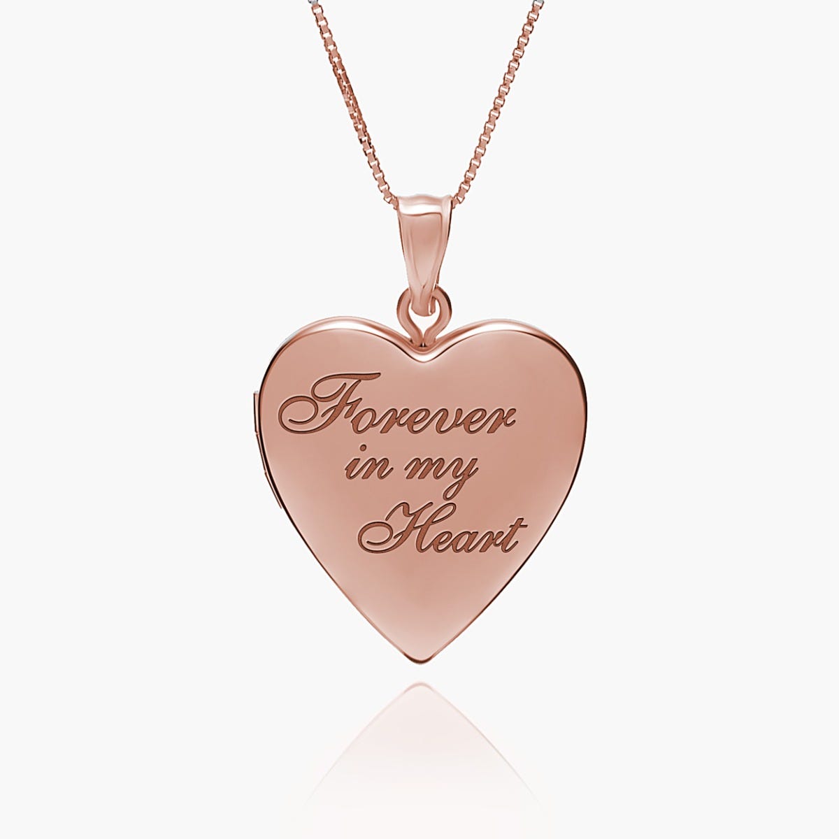 Sterling Silver Rose Gold Plated "Forever In My Heart" Heart Locket