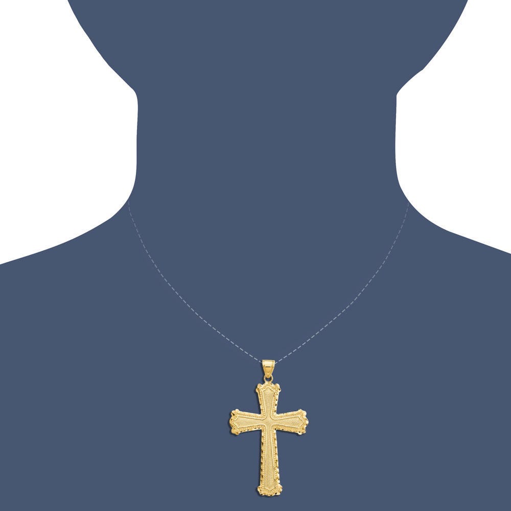 14K Diamond-cut Cross Pendant