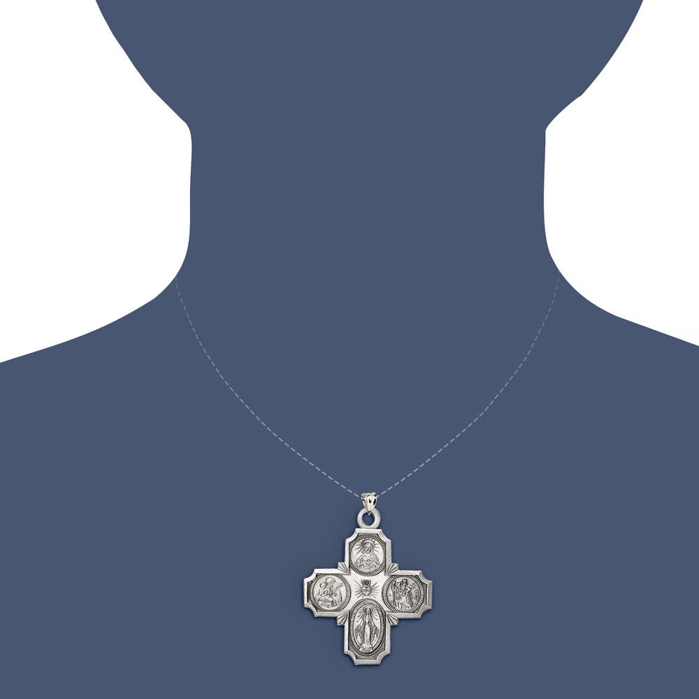 Sterling Silver Antiqued 4-way Medal