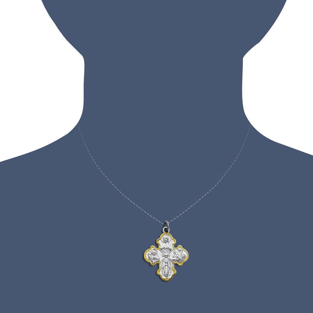 Sterling Silver Rhodium-plated 4-way Medal