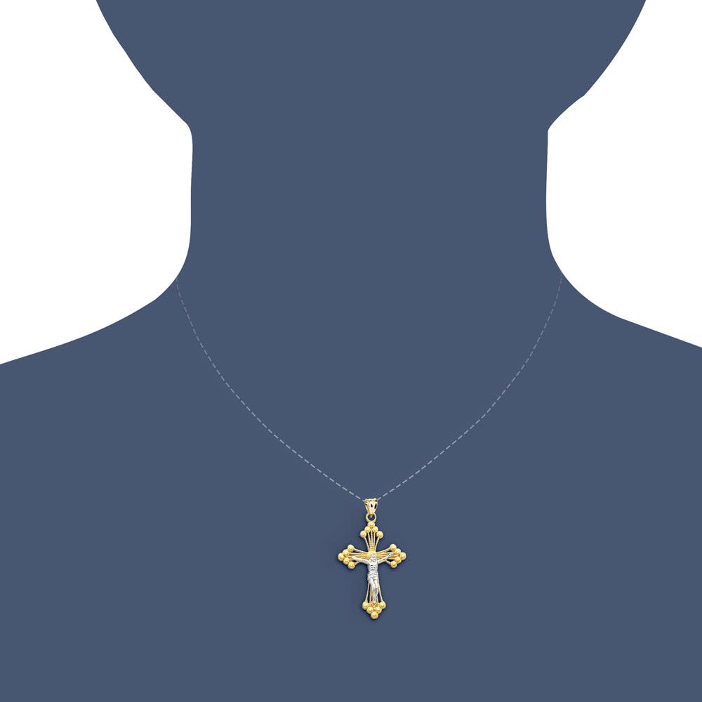 10k & Rhodium Crucifix Pendant