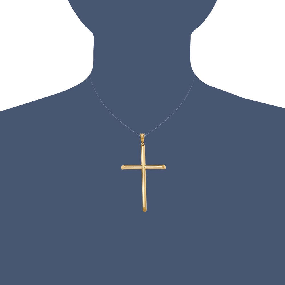 14k Polished Tube Cross Pendant