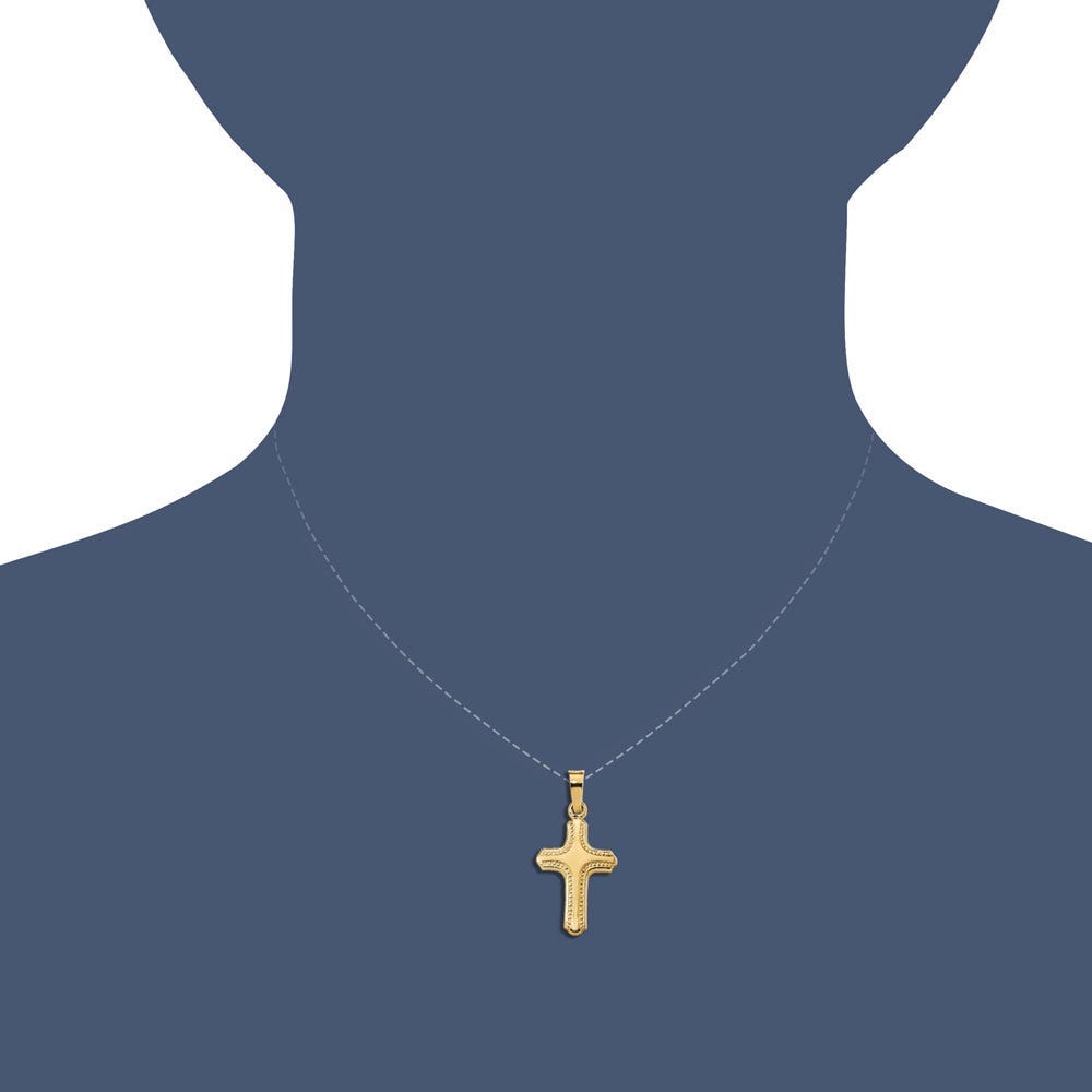 14k Polished and Textured Cross Pendant