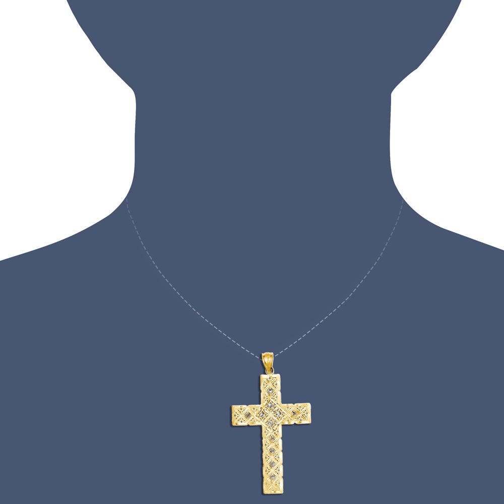 14K w/Rhodium Latin Cross Pendant