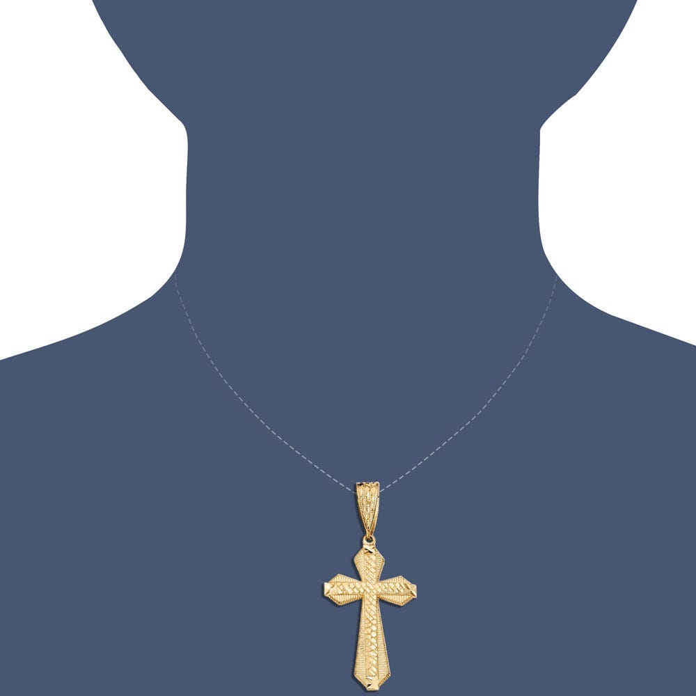 14k Diamond-cut Center Cross Pendant