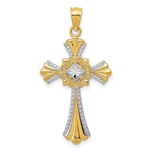 14k w/Rhodium Cross Pendant