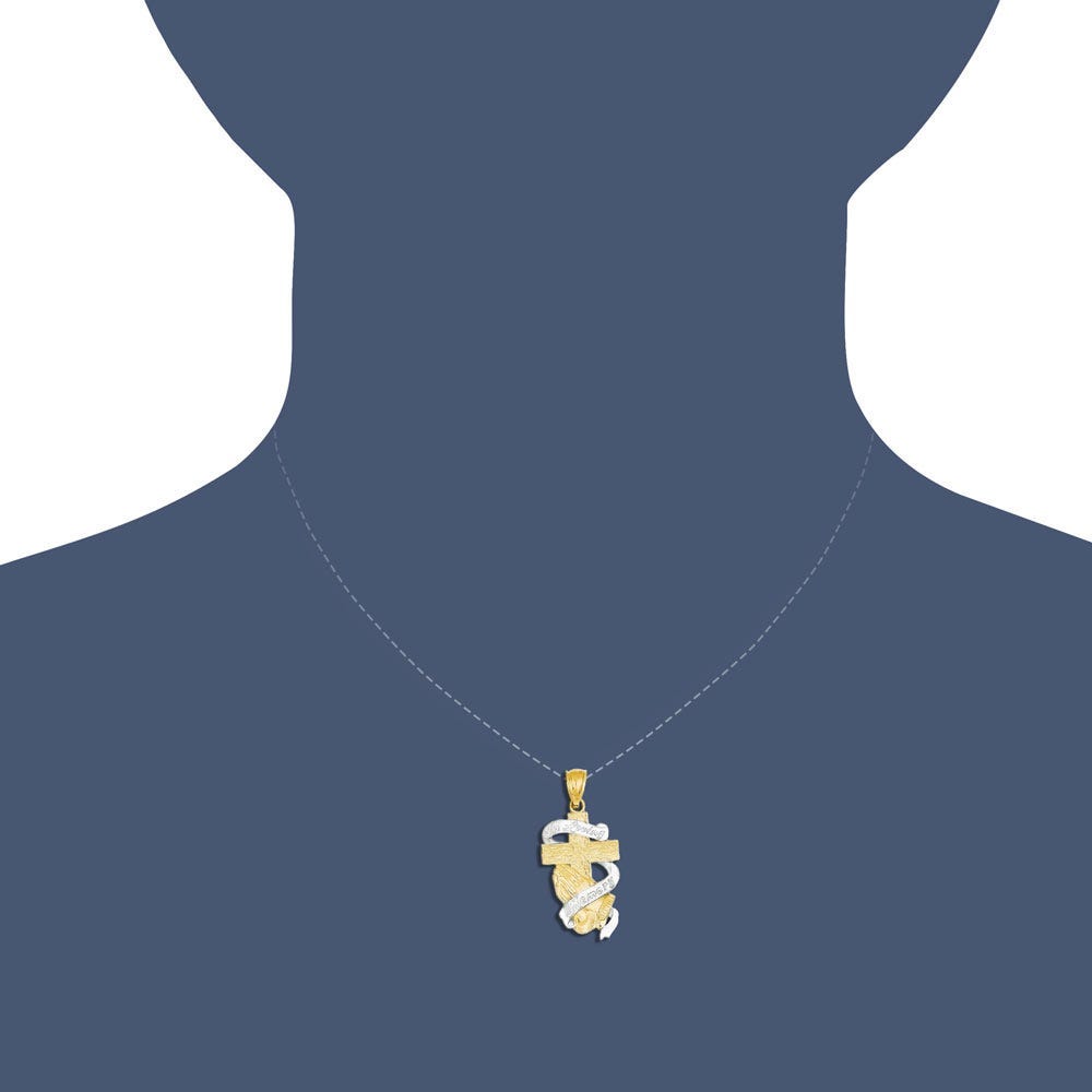 14k Yellow Gold Rhodium Plated In Memory of Cross