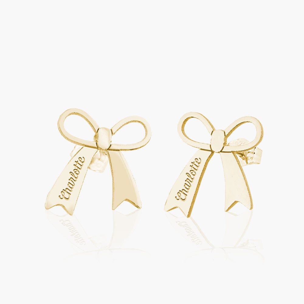 Personalized Name Bow Earrings