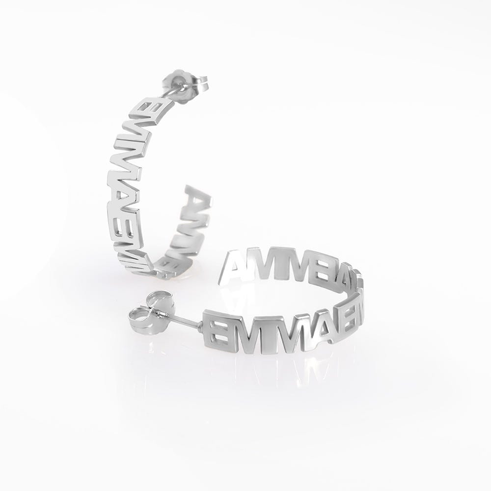 Pair Of Hoop Block Style Earrings