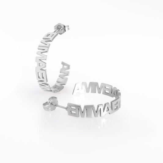 Pair Of Hoop Block Style Earrings