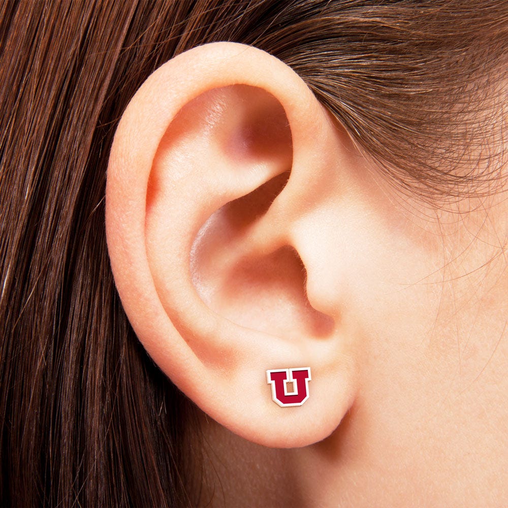 Pair Of Color Enamel University of Utah U Earrings