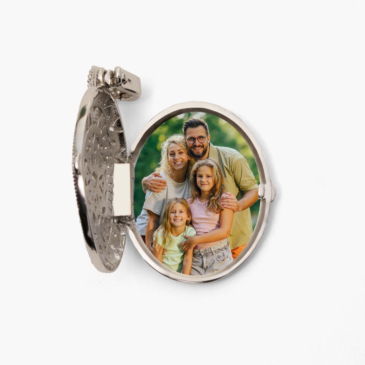 Sterling Silver Cubic Zirconia or CZ Oval Photo Locket