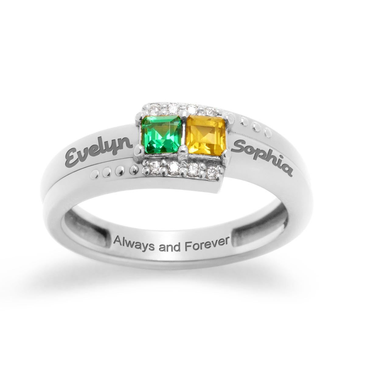 Accented Mother's Ring with Princess Cut Gemstones