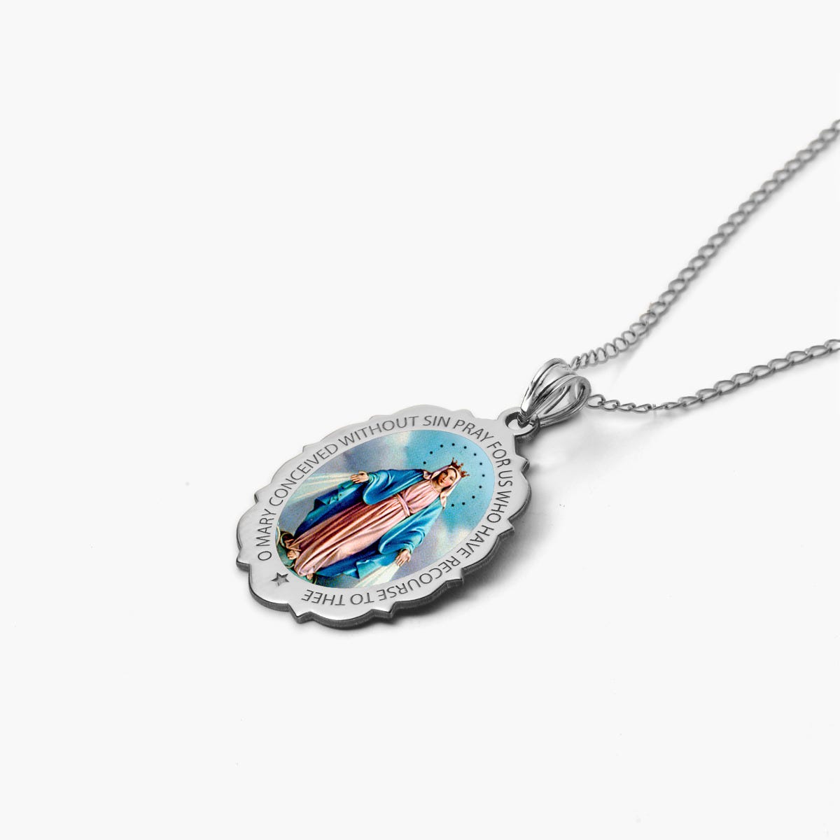 Miraculous Medal Scalloped Oval Color "EXCLUSIVE"