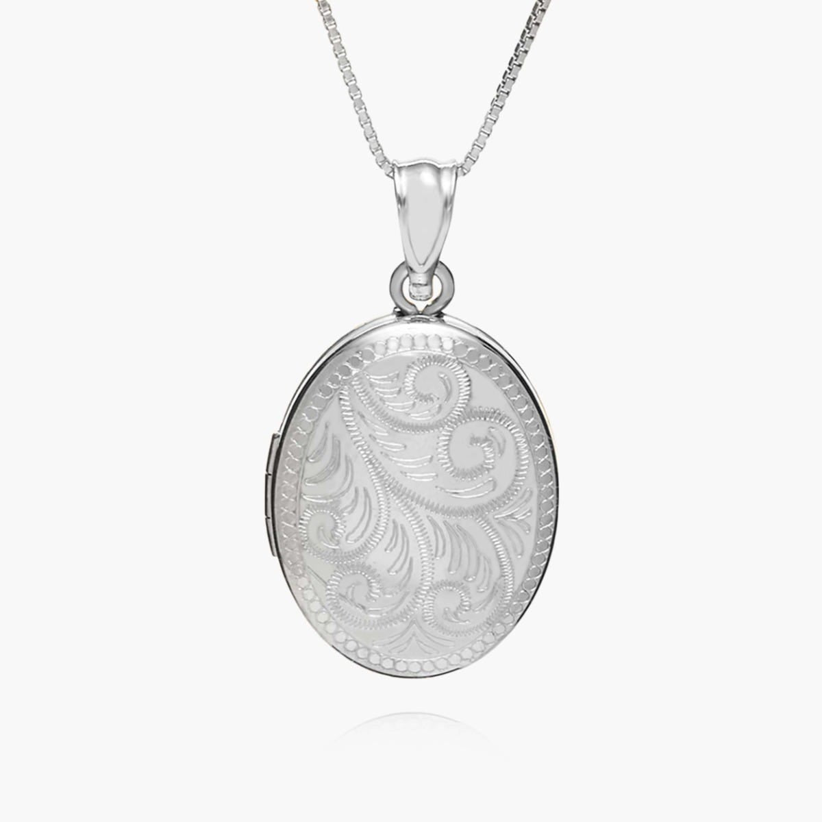 Sterling Silver Floral Oval Photo Locket