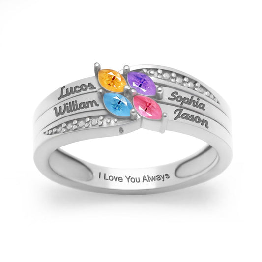 4 Stone and Name Marquise with Illusion Design