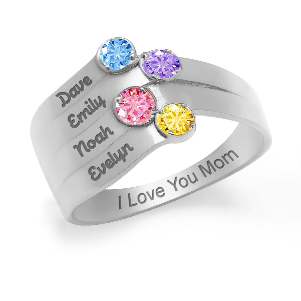 4 Round Wave Ring With Names