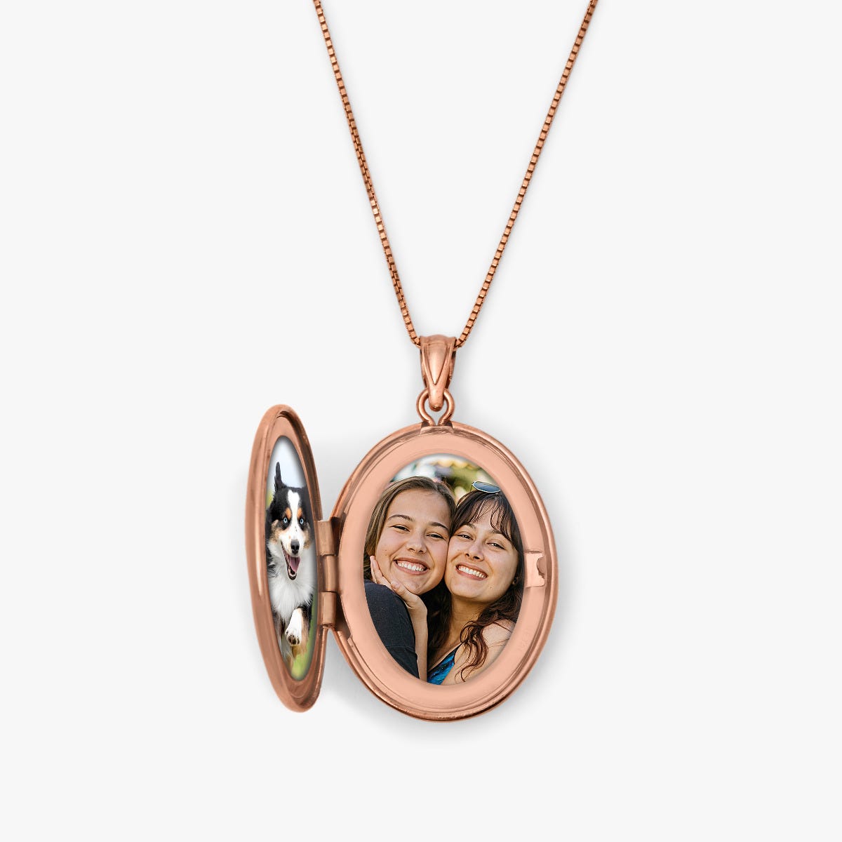14k Rose Gold Floral Oval Photo Locket