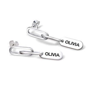 Exclusive Personalized Paperclip Chain Name Earrings