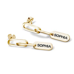 Exclusive Personalized Paperclip Chain Name Earrings