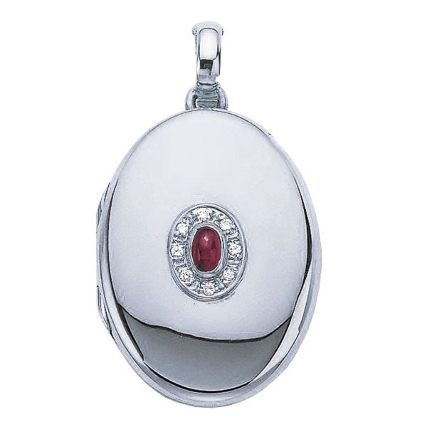 Victor Mayer 18K Gold Diamond Locket With Ruby