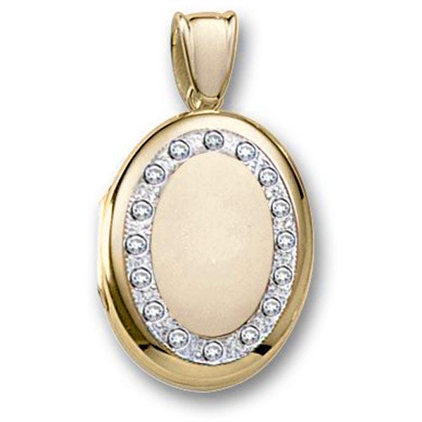 18k Premium Weight Yellow Gold Diamond Oval Locket