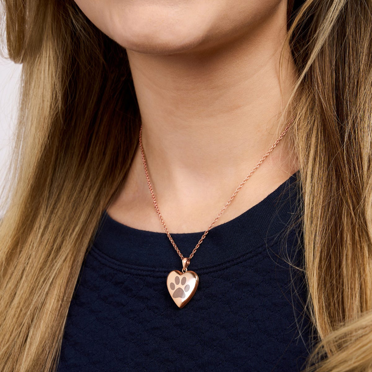 Rose Gold Plated "Dog Paw Print" Heart Photo Locket