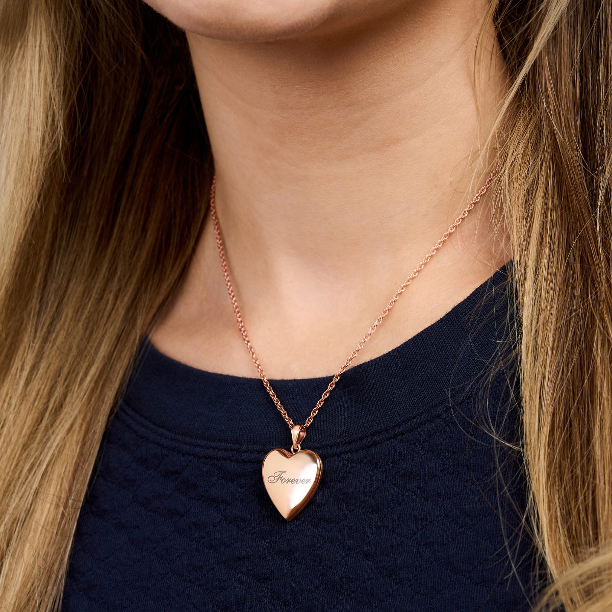 Rose Gold Plated "Forever" Heart Photo Locket