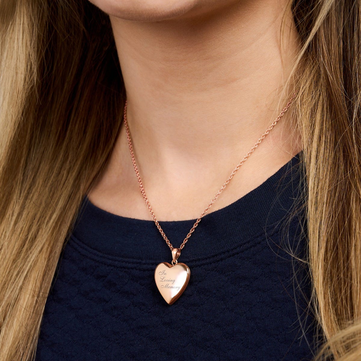 Rose Gold Plated "In Loving Memory" Heart Photo Locket