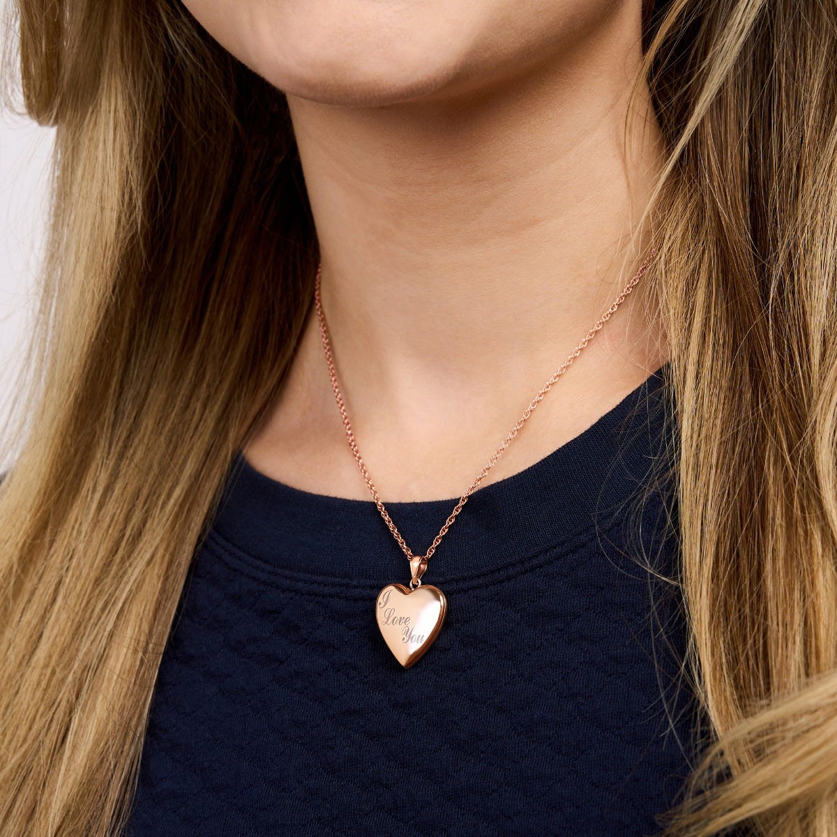 Rose Gold Plated "I Love You" Heart Photo Locket