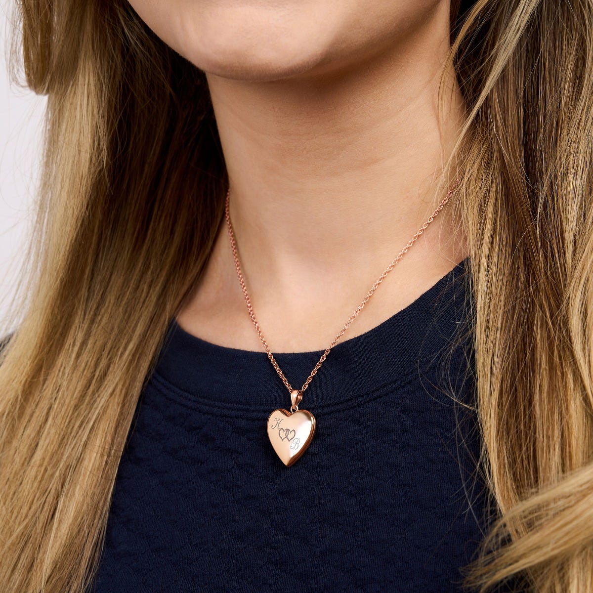 Rose Gold Plated "Together Forever" Heart Photo Locket