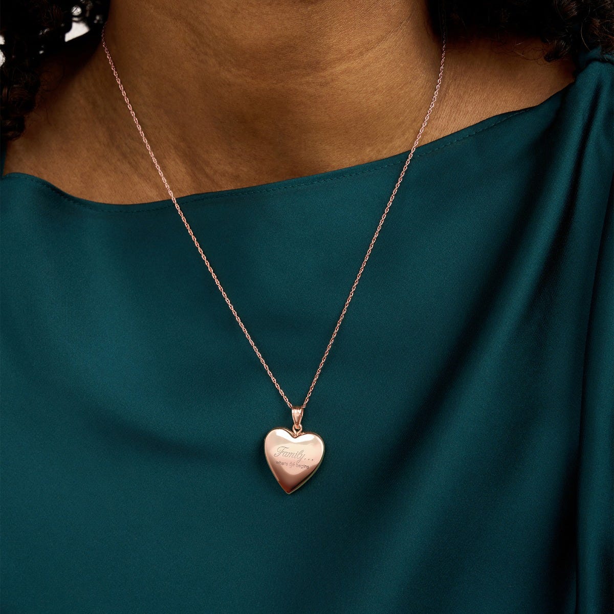 Rose Gold Plated "Forever" Heart Photo Locket