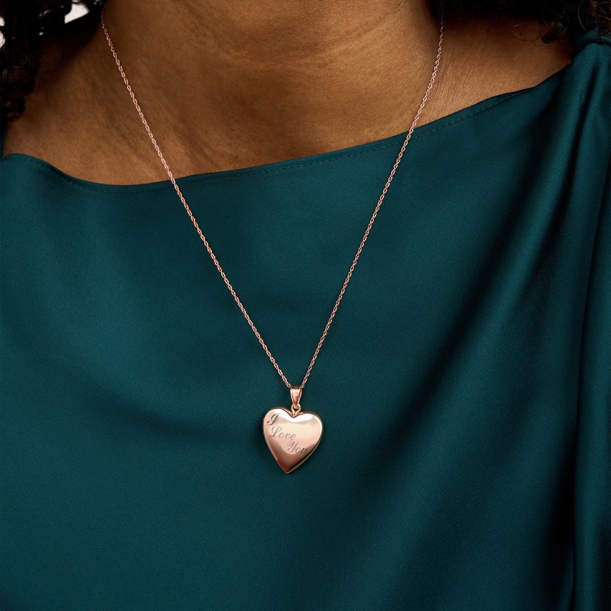 Rose Gold Plated "I Love You" Heart Photo Locket