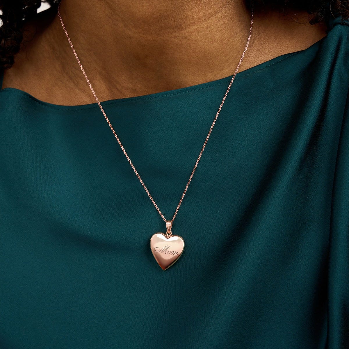 Rose Gold Plated Mom Heart Photo Locket